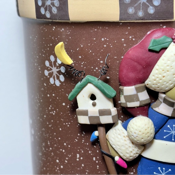 Vintage Holiday 3D Santa Hat Teddy Bear Stoneware Cookie Jar Christmas Winter - Picture 6 of 14